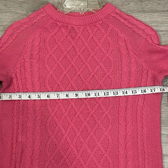 Womens Cable Knit Sweater Size XS Fall Pink Winter Warm Casual Pullover - Picture 3 of 6